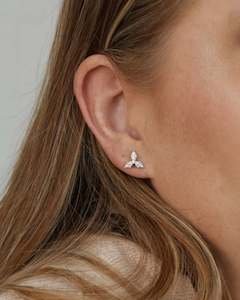 Earrings: White Gold Floral Cluster Diamond Stud Earrings