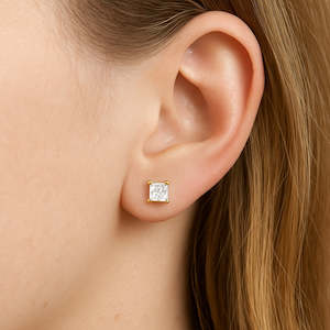 1.06 Carat Princes Cut Diamond Earrings