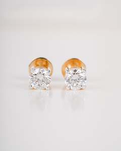Earrings: 1.00 Carat TW Lab-Grown Diamond Solitaire Stud Earrings in Yellow Gold