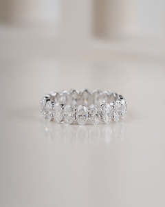 Frontpage: 4ct Oval Cut Lab Grown Diamond Full Eternity Ring in White Gold