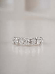 Frontpage: 2.25ct Seven Stone Oval Cut Lab Grown Diamond Eternity Ring White Gold
