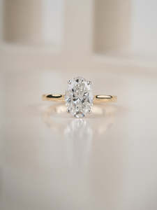 Rings: 3.00ct Oval Cut Lab Grown Diamond Engagement Ring in a Cathedral Setting