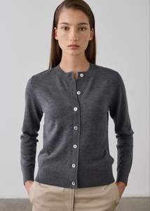 Merino: Sylvia Merino Cardigan - Charcoal