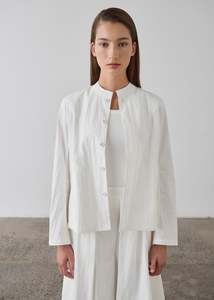 Mandarin Shirt Jacket - White