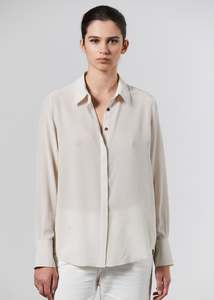 Shirts: Silk Shirt - Putty