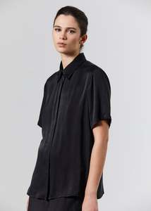 Silk Satin Shirt - Black