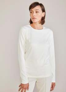 T Shirts: Essential Long Sleeve T-Shirt - Cream