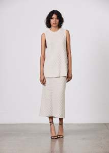 Singlets: Romy Sleeveless Knit Tank - Ecru