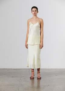 Silk-Satin Midi Slip Skirt - Pale Lemon
