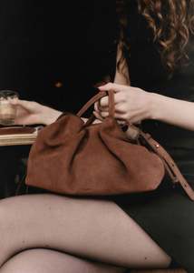 Rylan Studio Bags: Rylan Mila Medium Tote - Brown Suede