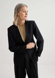Collarless Blazer - Black