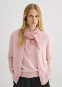 Accessories: Cashmere Triangle Scarf - Blush Pink