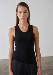 Essentials: Juna Ribbed Cotton Tank - Black