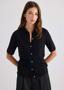 Essentials: Featherlight Cashmere Shirt - Black