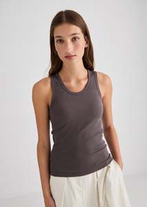 All: Juna Ribbed Cotton Tank - Driftwood