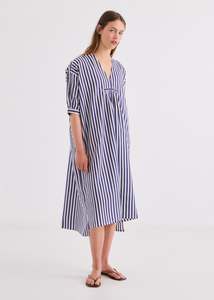 All: Irene Dress - Indigo Blue Stripe - Runaway Bicycle