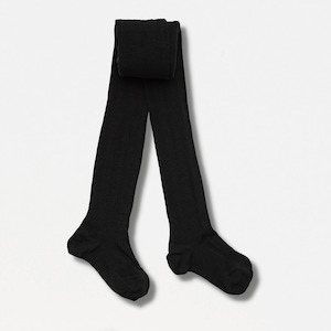 Child Socks Tights: Merino Wool Flat Knit Essential Tights | CHILD | Black