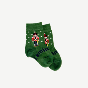 Merino Wool Crew Socks | BABY | Green Nutcracker