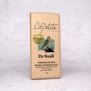 Dark Chocolate Bars: Dr Beak Premium Gin Dark Chocolate Bar GOLD Medal NZ Chocolate Awards