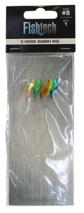Rigs: FISHTECH - 5 HOOK SABIKI RIG - SIZE #8 (1 per pack)