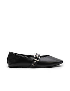 Ballet Flats: Eilwen Ballet Flat - Black/Silver