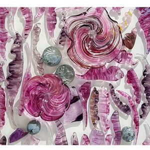 Glass Wall Art: Feather Wall Art Panel Pink Medium