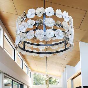 Glass Wall Art: Clematis Chandelier Sargasso 10135