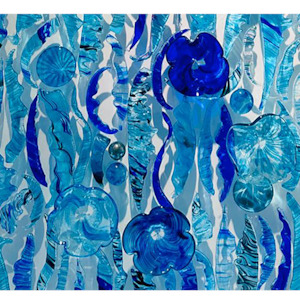 Glass Wall Art: Feather Wall Art Panel Blue Large