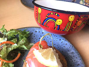 Enamel Bowl- Striped Cat