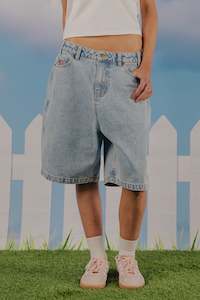 Baggy Denim Short | Light Blue Wash