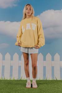 SWEATSHIRTS: LAV Applique Crewneck | Yellow
