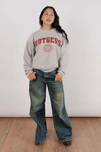 College Sweatshirt: Vintage Rutgers College Crewneck M