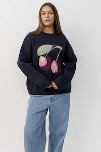 New Arrivals: Cherry Jacquard Knit | Navy