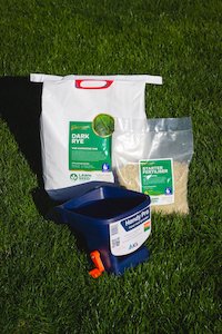 Products: Dark Perennial Ryegrass Bundle New Lawn + Hand Spreader up to 100m2