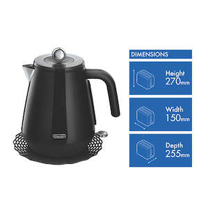 All Toasters Kettles: DeLonghi Eclettica 1.7 Litre Kettle Bold Black