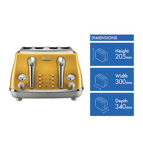 All Toasters Kettles: DeLonghi Icona Capitals Yellow 4 Slice Toaster
