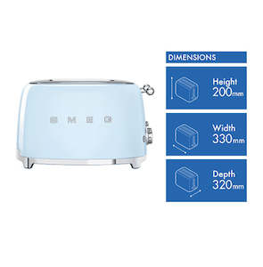Smeg TOASTER 50's STYLE 4 SLOT PASTEL BLUE