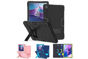 Tablet Accessories: For Lenovo Tab M10 (3rd Gen) 10.1 Inch TB328FU TB328XU Hybrid Fancy Shockproof Heavy Duty Kickstand Case Cover (Black)