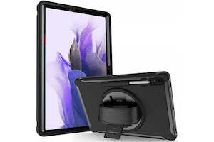 Tablet Accessories: For Samsung Galaxy Tab S7 FE SM-T730 /T736B Shockproof Case With S-Pen Holder Heavy Duty Military Grade Rotating Cover (Black)