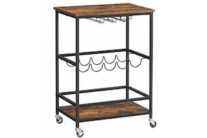 Cooking And Kitchen Appliance Brabantia: Vasagle Industrial Bar Cart With Bottle Holder - Rustic Brown / Black