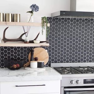 Mosaics 1: Black Satin hex 50mm