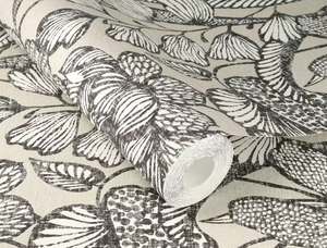 New Wallpaper Arrivals: Beige and Black Botanical Wallpaper