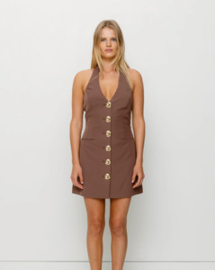 Mini Dresses: The Wolf Gang - Irida Vest Dress in Chocolate