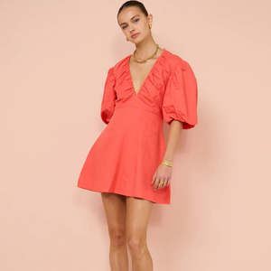 By Nicola - Bolero Gathered Neckline Mini Dress in Raspberry