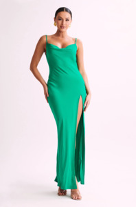 Meshki - Jade Cowl Neck Backless Maxi Dress in Green