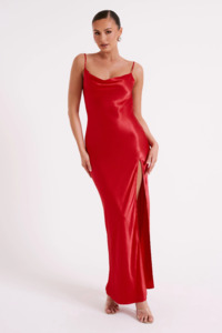 Bridesmaid Edit: Meshki - Jade Cowl Neck Backless Maxi Dress - Red