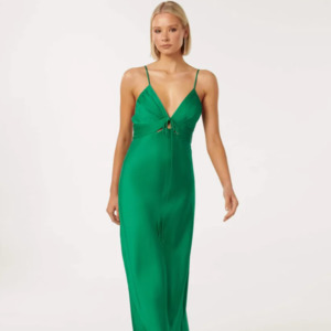 For Sale: Forever New - Cassia Satin Cutout Midi Dress in Green
