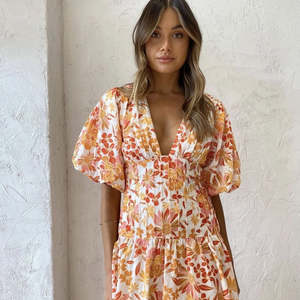 Mini Dresses: By Nicola - Fiesta Stitch Waist Mini Dress in Holiday Floret
