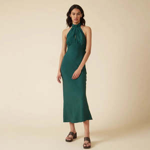 Work Do: Ruby - Gigi Linen Halter Dress Emerald