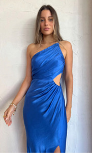 Bridesmaid Edit: Shona Joy - Oliviera Asymmetrical Gathered Maxi Dress - Strong Blue